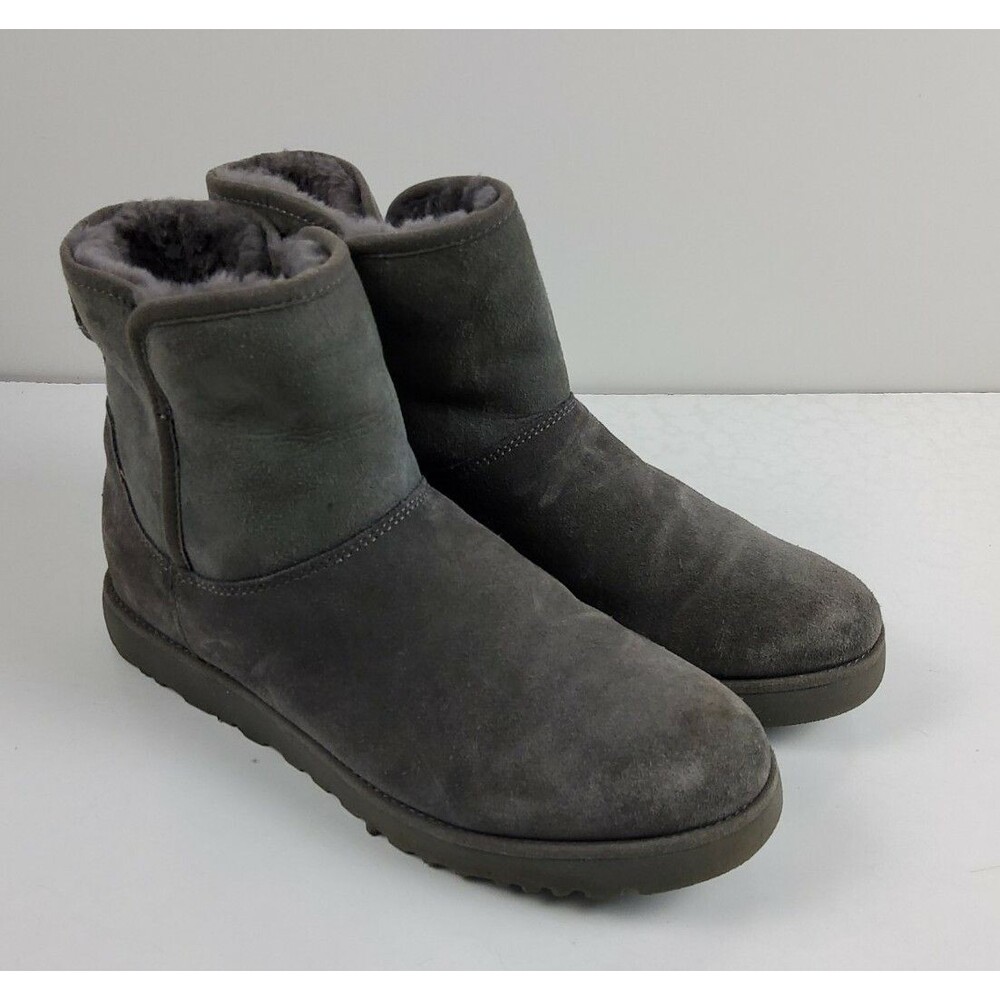 UGG Australia 1013437 Women's Cory Suede Ankle Sheepskin Boots Grey Size 8